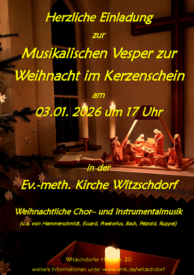 Weihnachtsmusik Januar 2026 EmK Witzschdorf